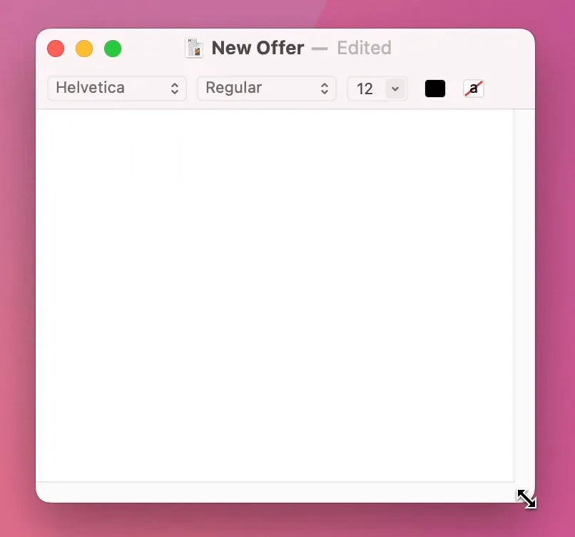 Typinator on macOS showing the “New Offer” editor window with an empty expansion text area, demonstrating where users can type and format text snippets for automatic abbreviation expansions.